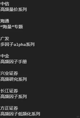 高频数据低频化研报汇总
