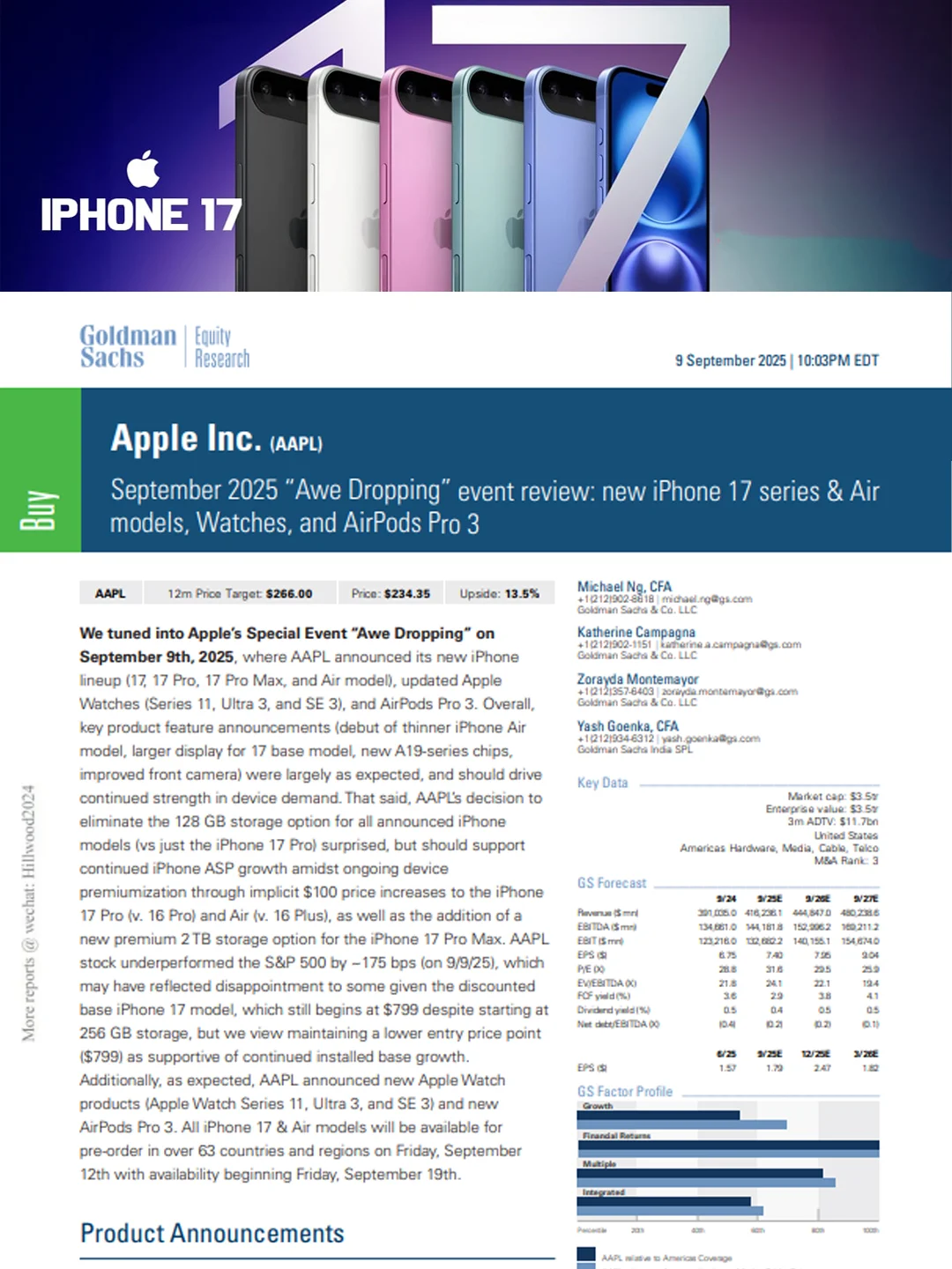 刚刚！iphone17的高盛研报新鲜出炉