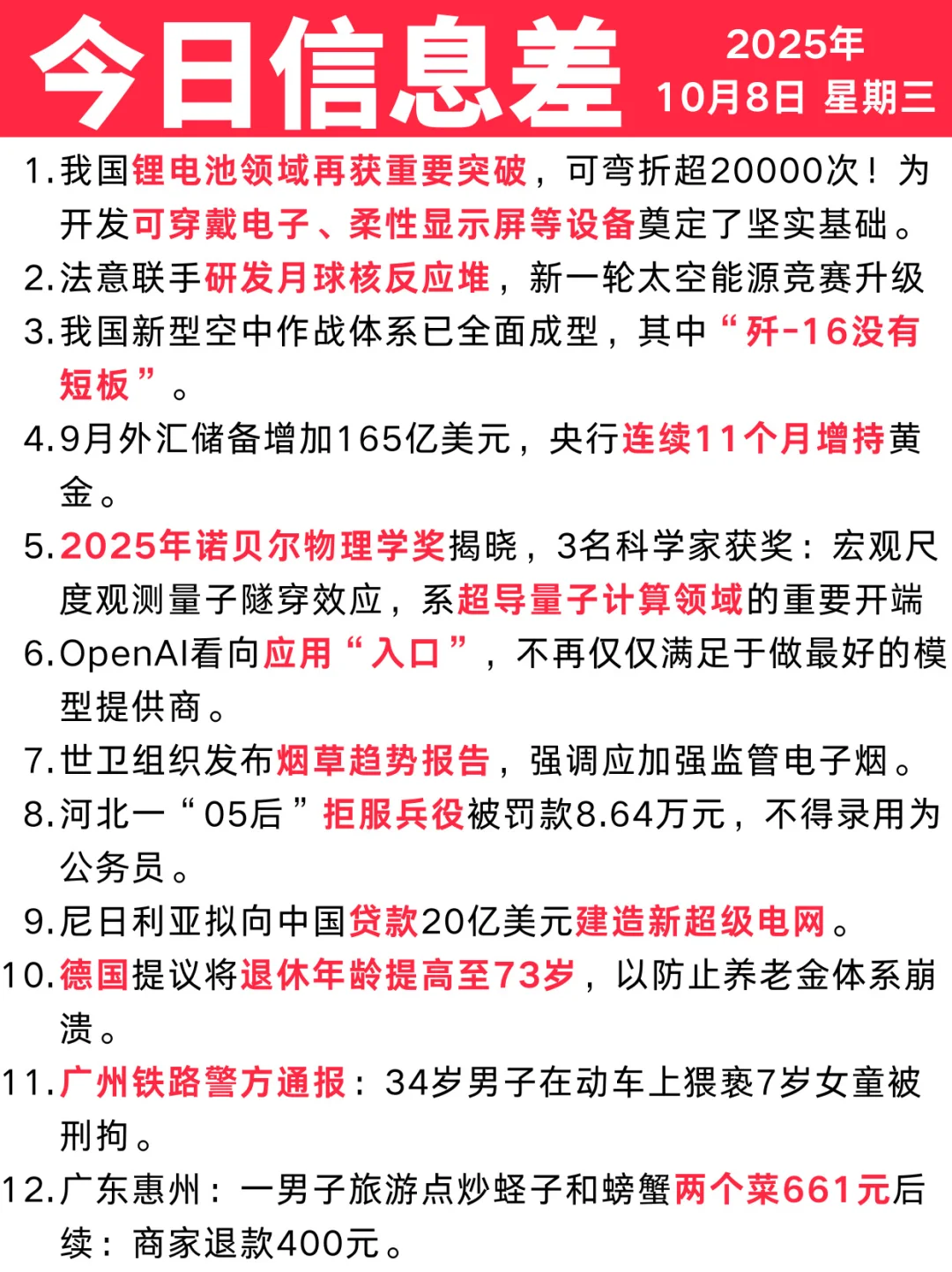 今日信息差｜10 🈷️ 8 日
