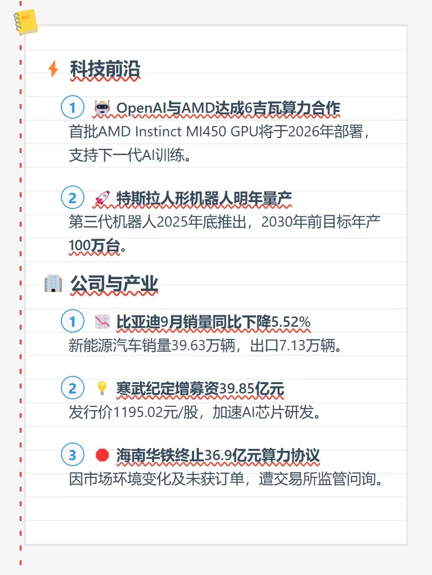 📆10月9日早间财经科技快报