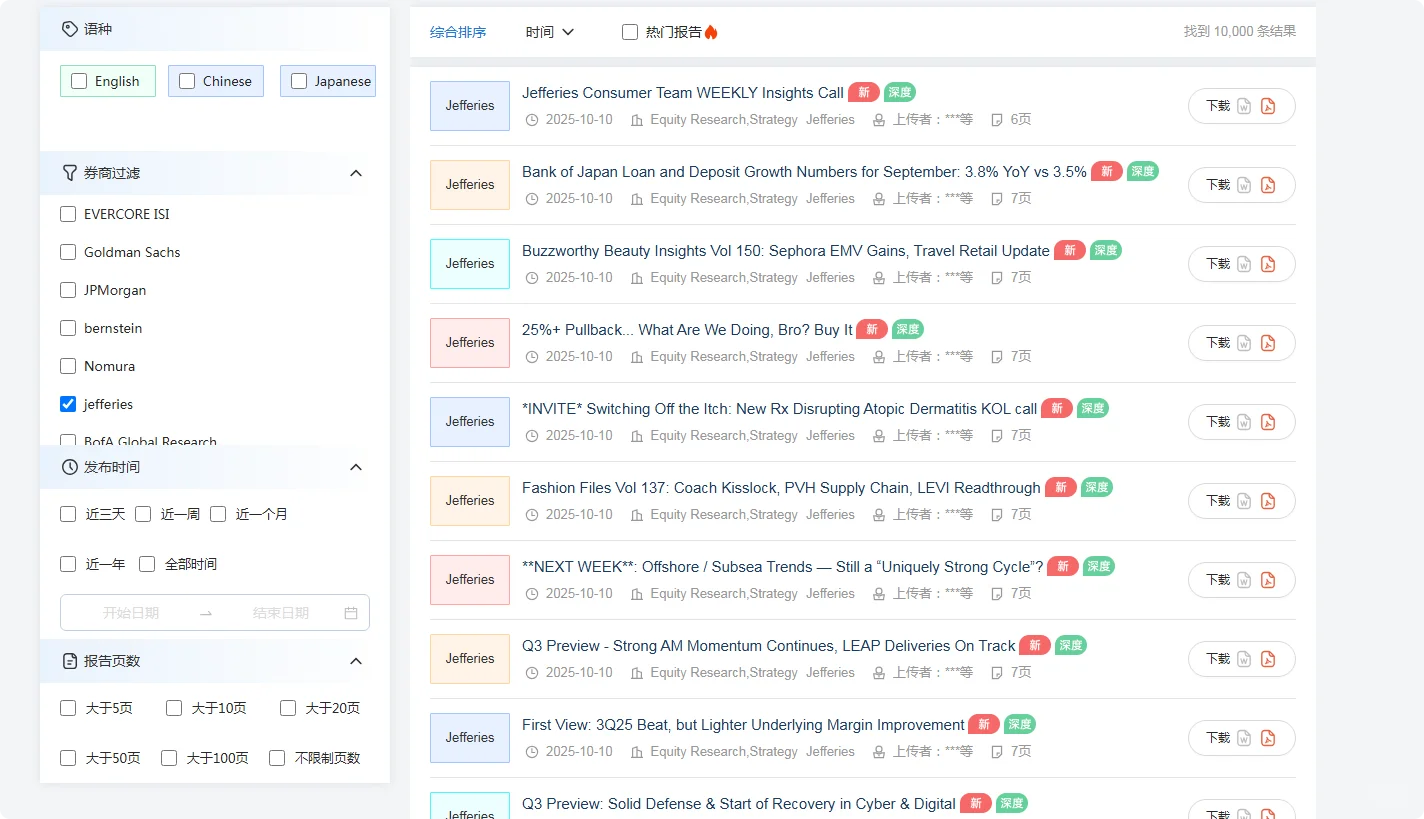 外文研报，实时更新