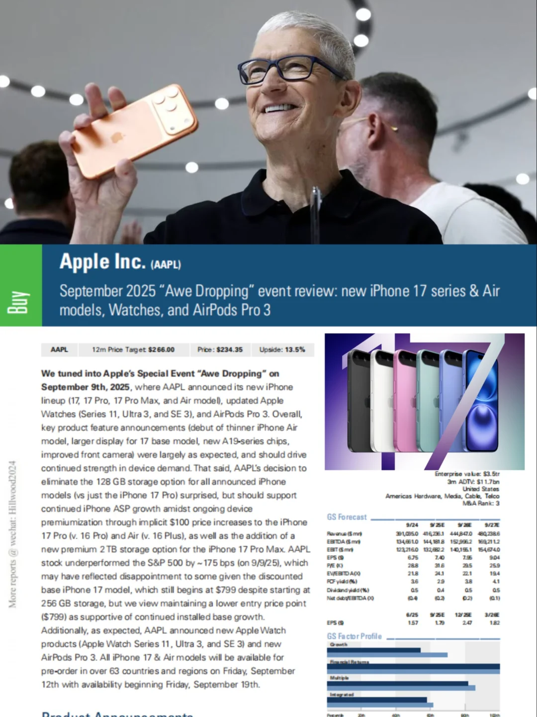 高盛一晚肝出【Apple新品】研报的人是真牛