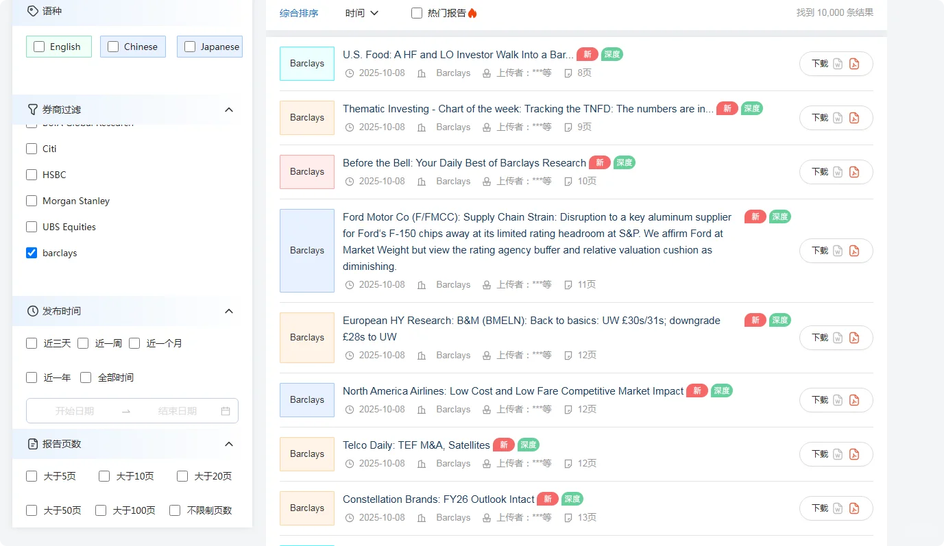 外文研报，实时更新