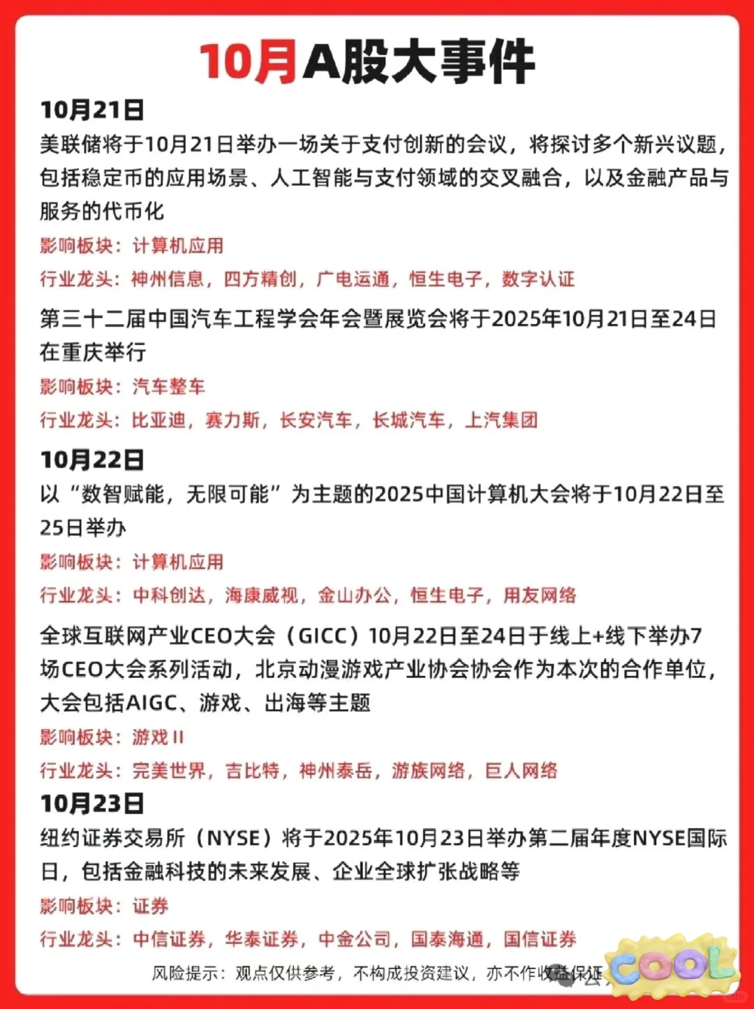 十月财经大事件整理