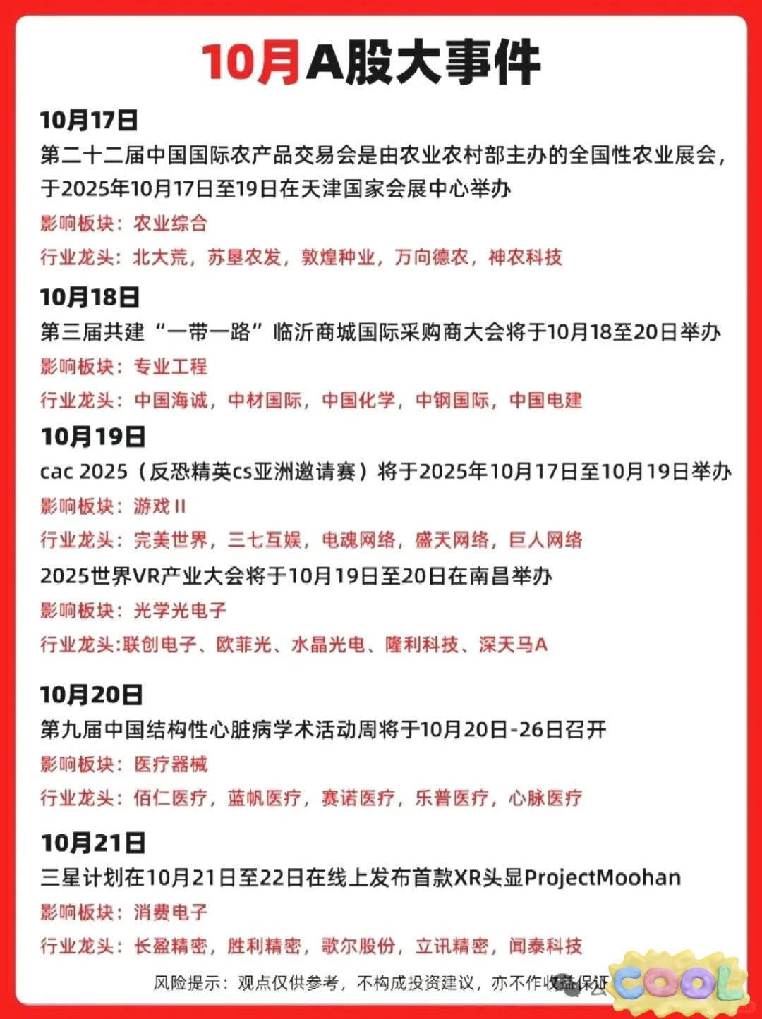 十月财经大事件整理