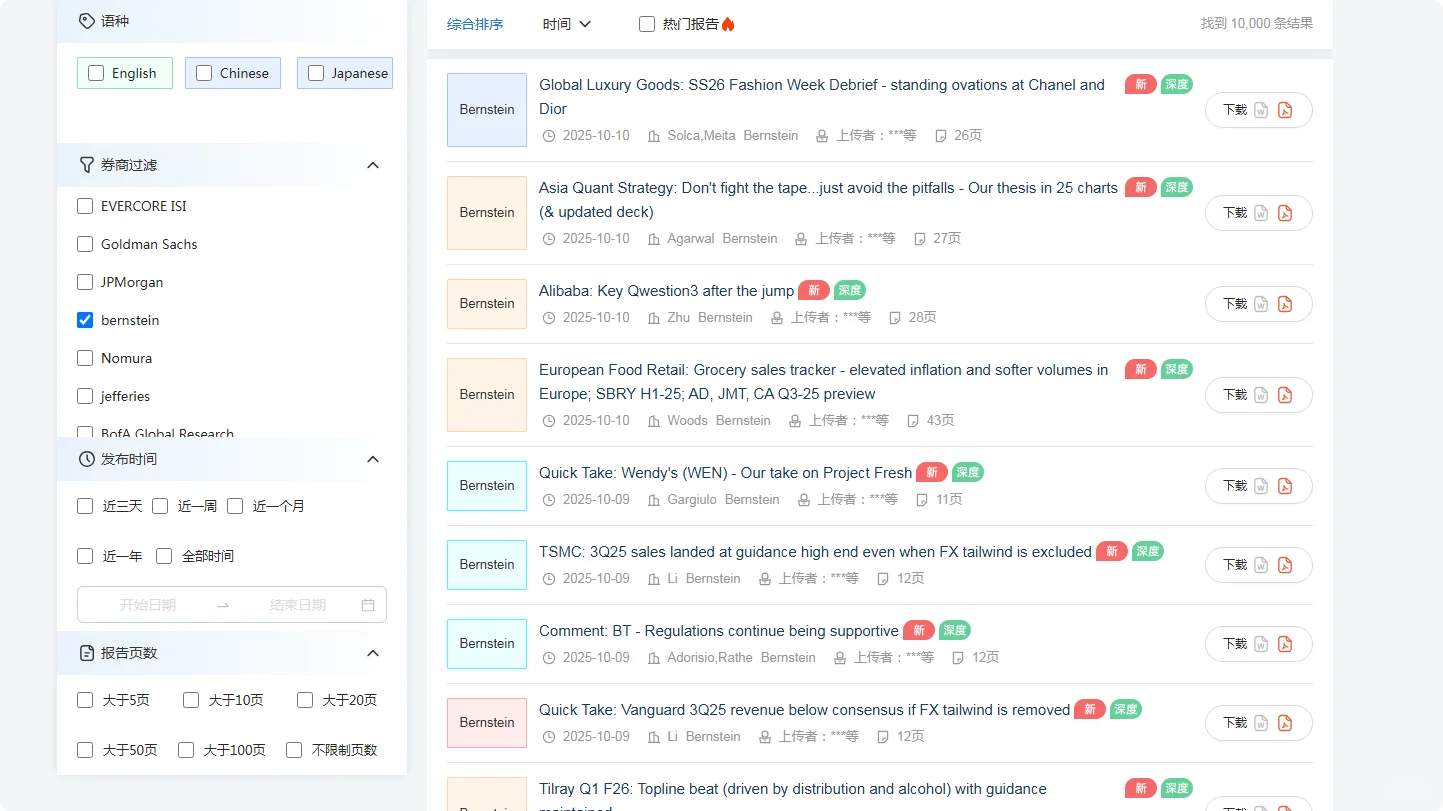 外文研报，实时更新
