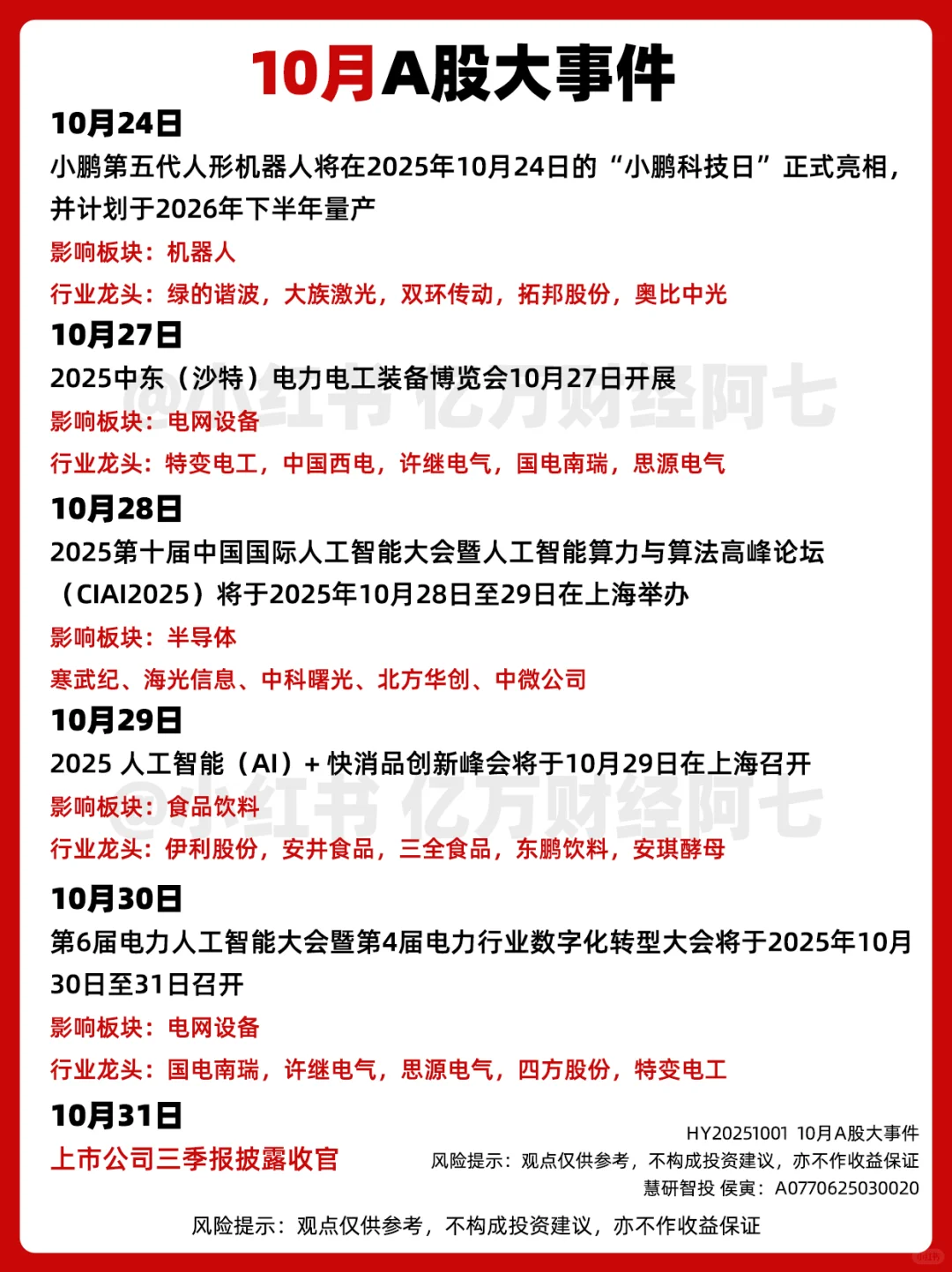 10月A股大事件全梳理