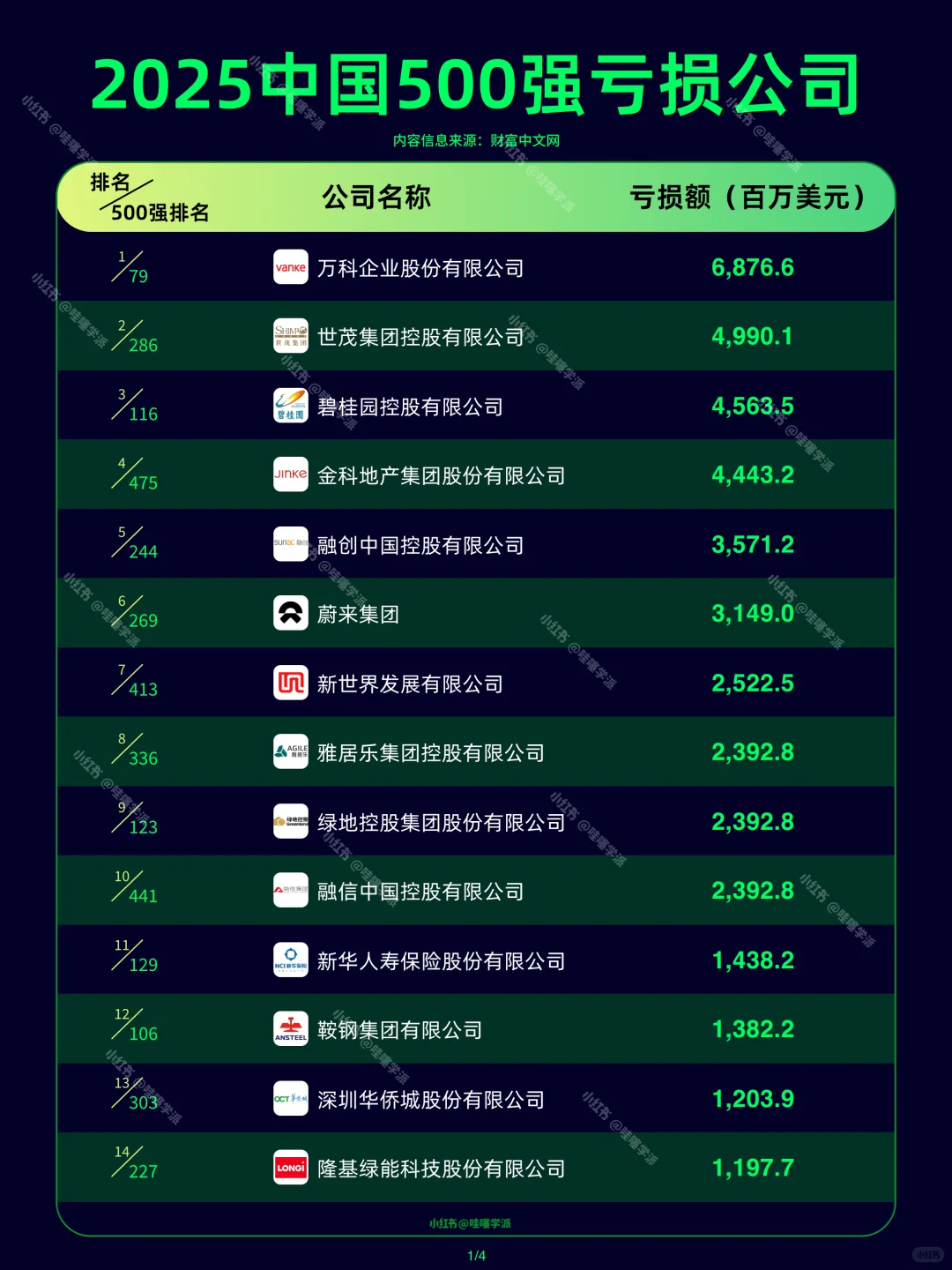 2025中国500强亏损公司