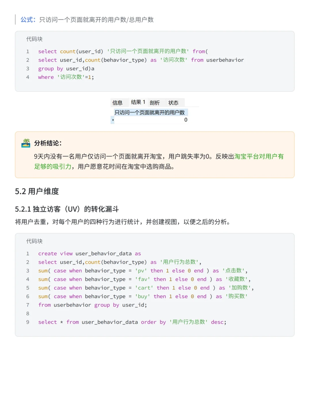淘宝电商用户行为分析——SQL实战