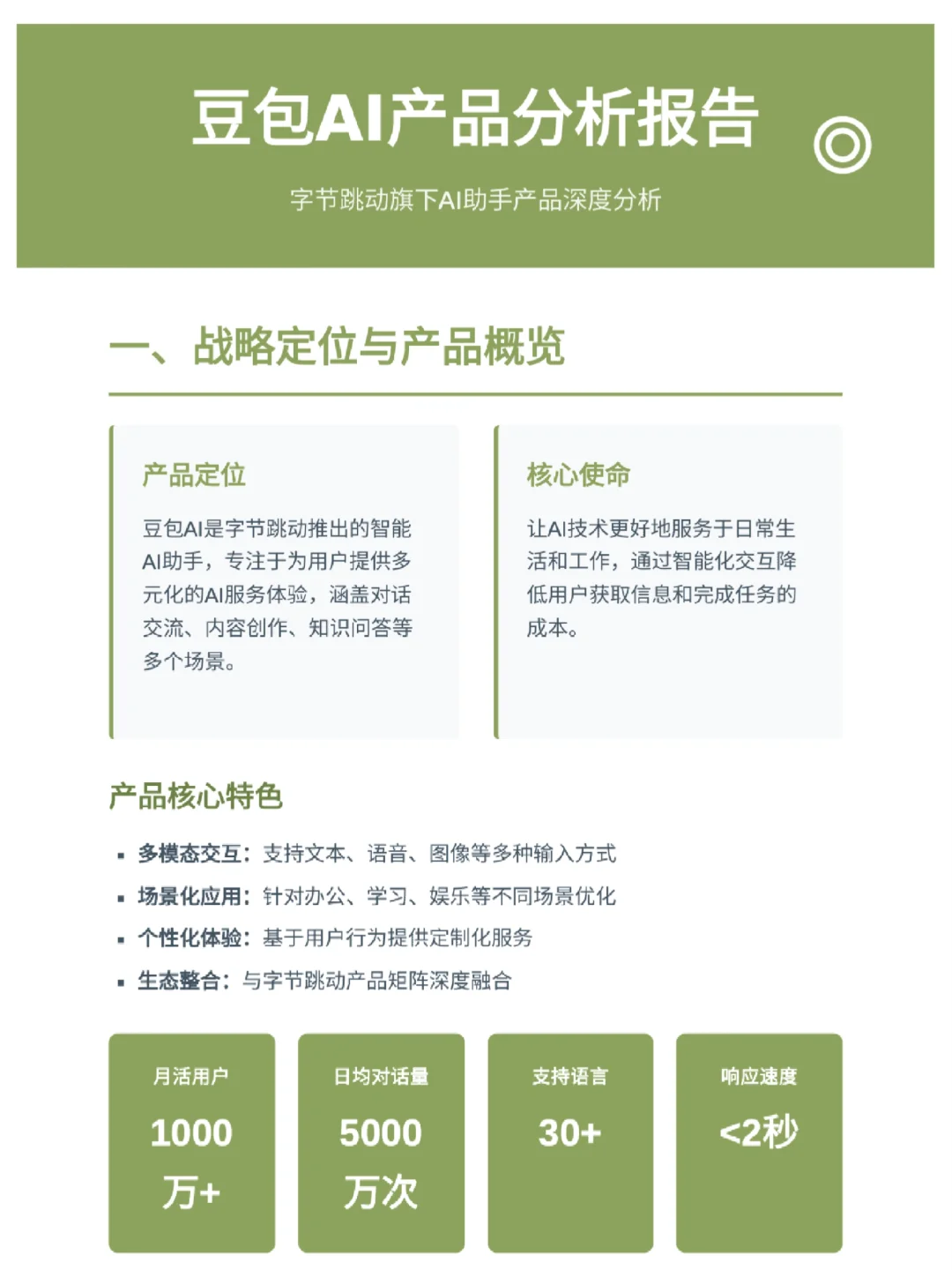 豆包产品分析报告2/100个AI产品分析深度