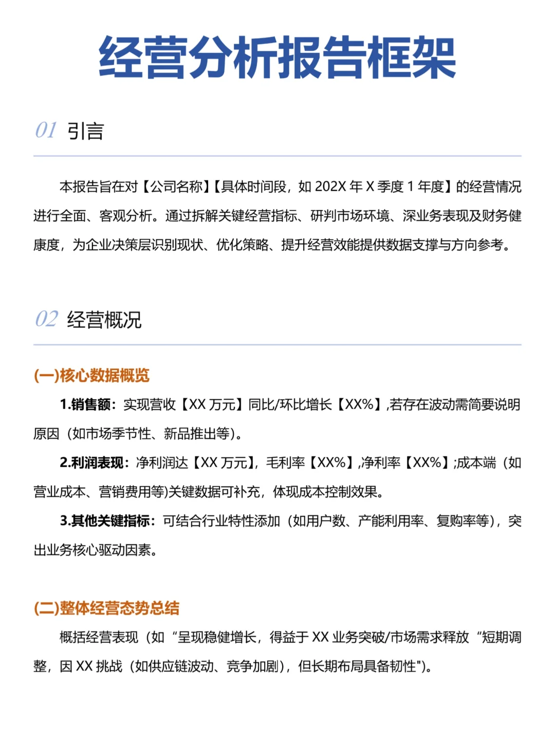 不会写经营分析报告的，这个就够了！