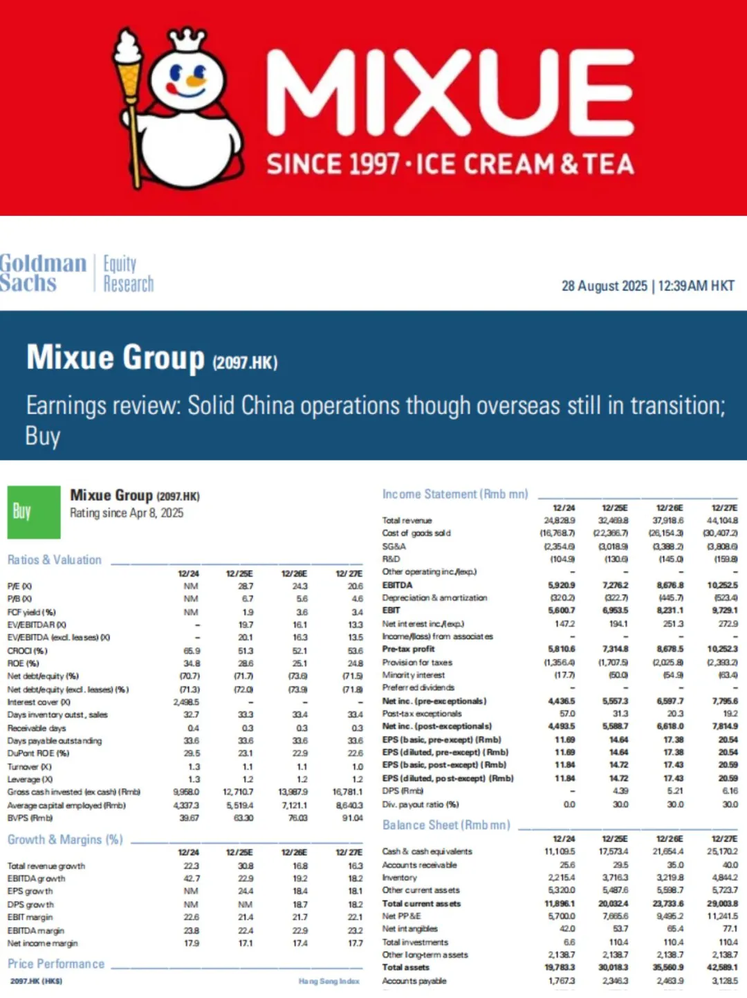 套娃：我凭高盛的【蜜雪冰城】研报进高盛
