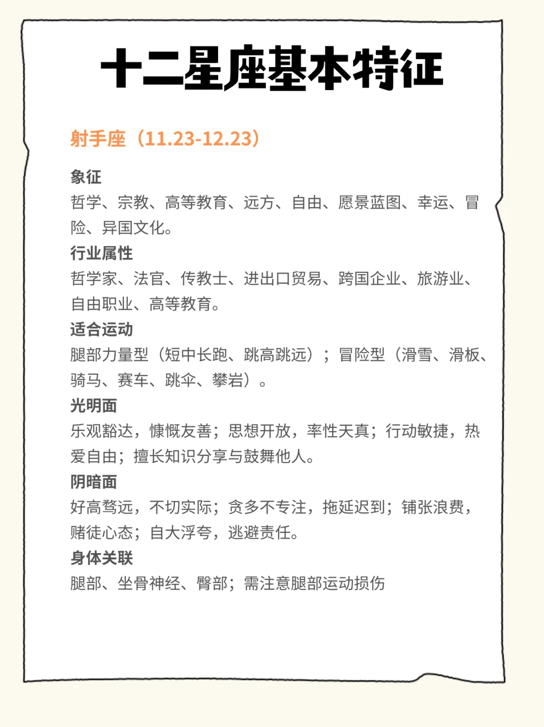 十二星座基本特征 优势天赋 职业 运动