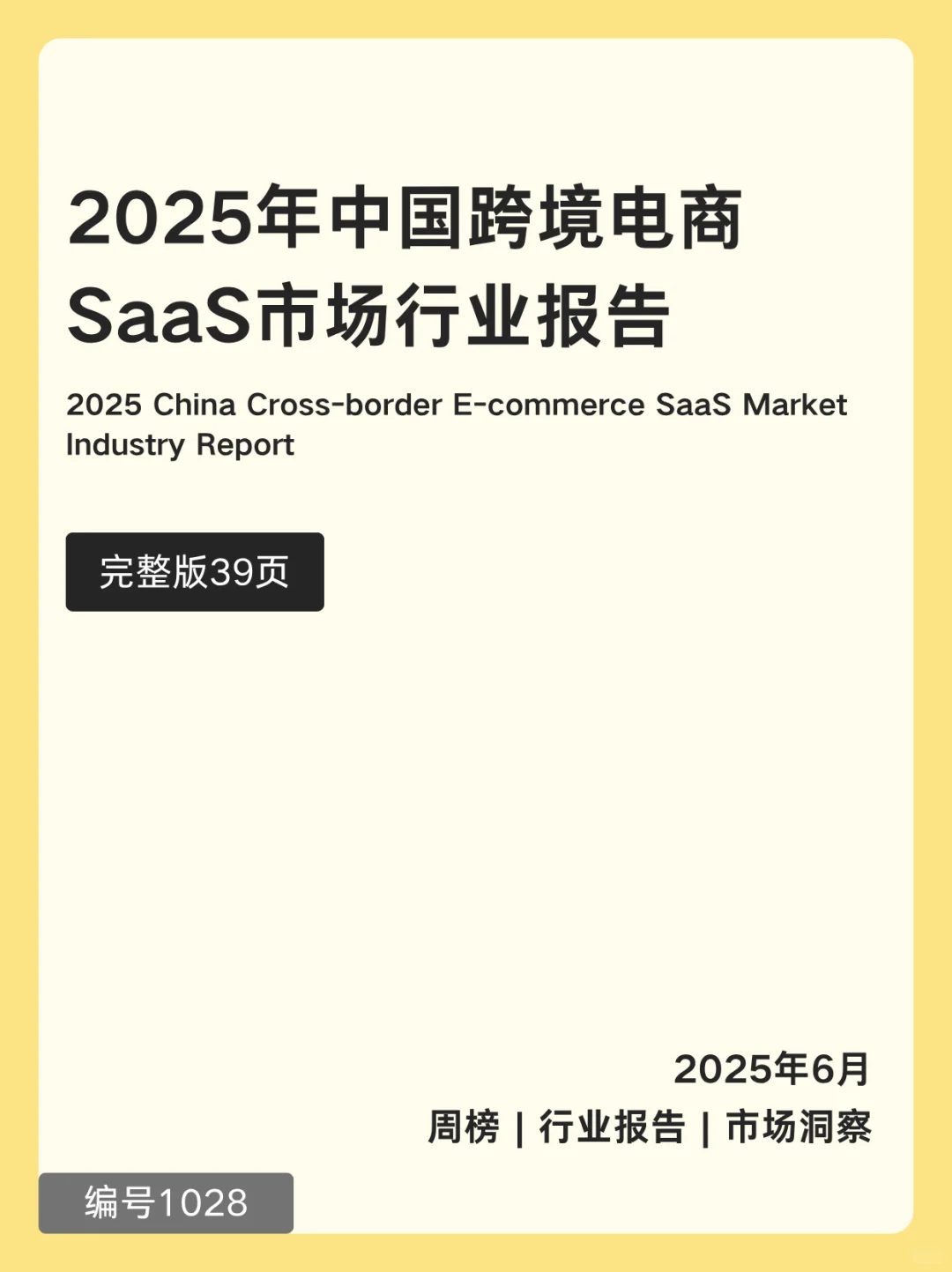 2025年中国跨境电商SaaS市场行业报告