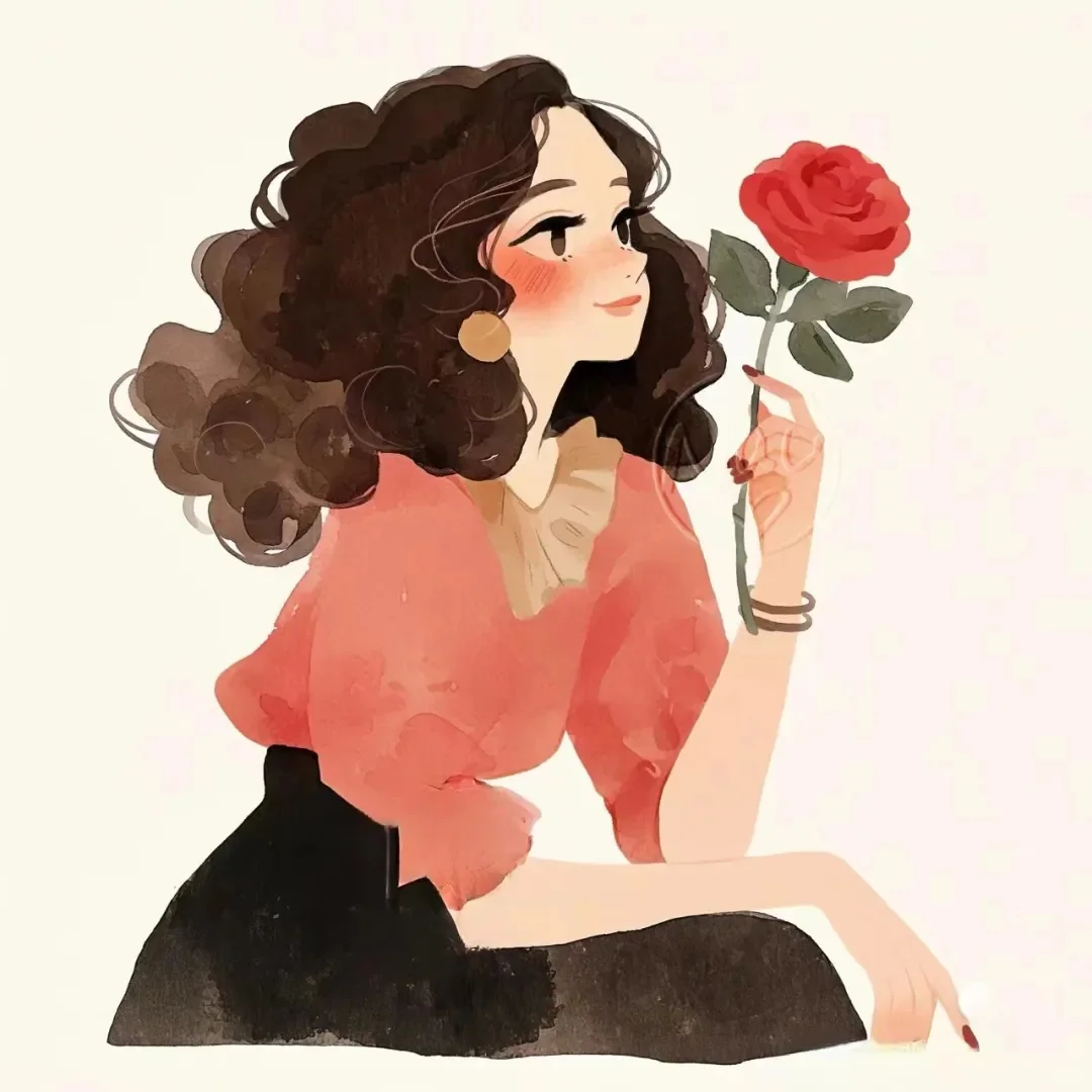 头像｜超美复古玫瑰插画女孩头像