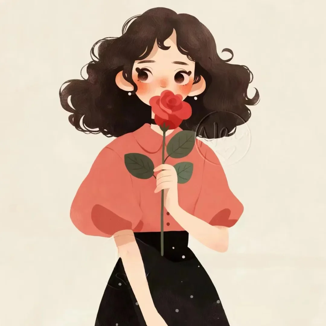 头像｜超美复古玫瑰插画女孩头像