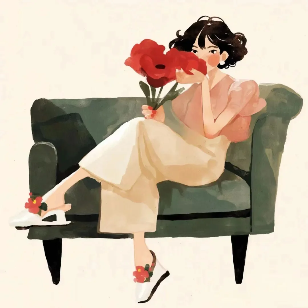 头像｜超美复古玫瑰插画女孩头像