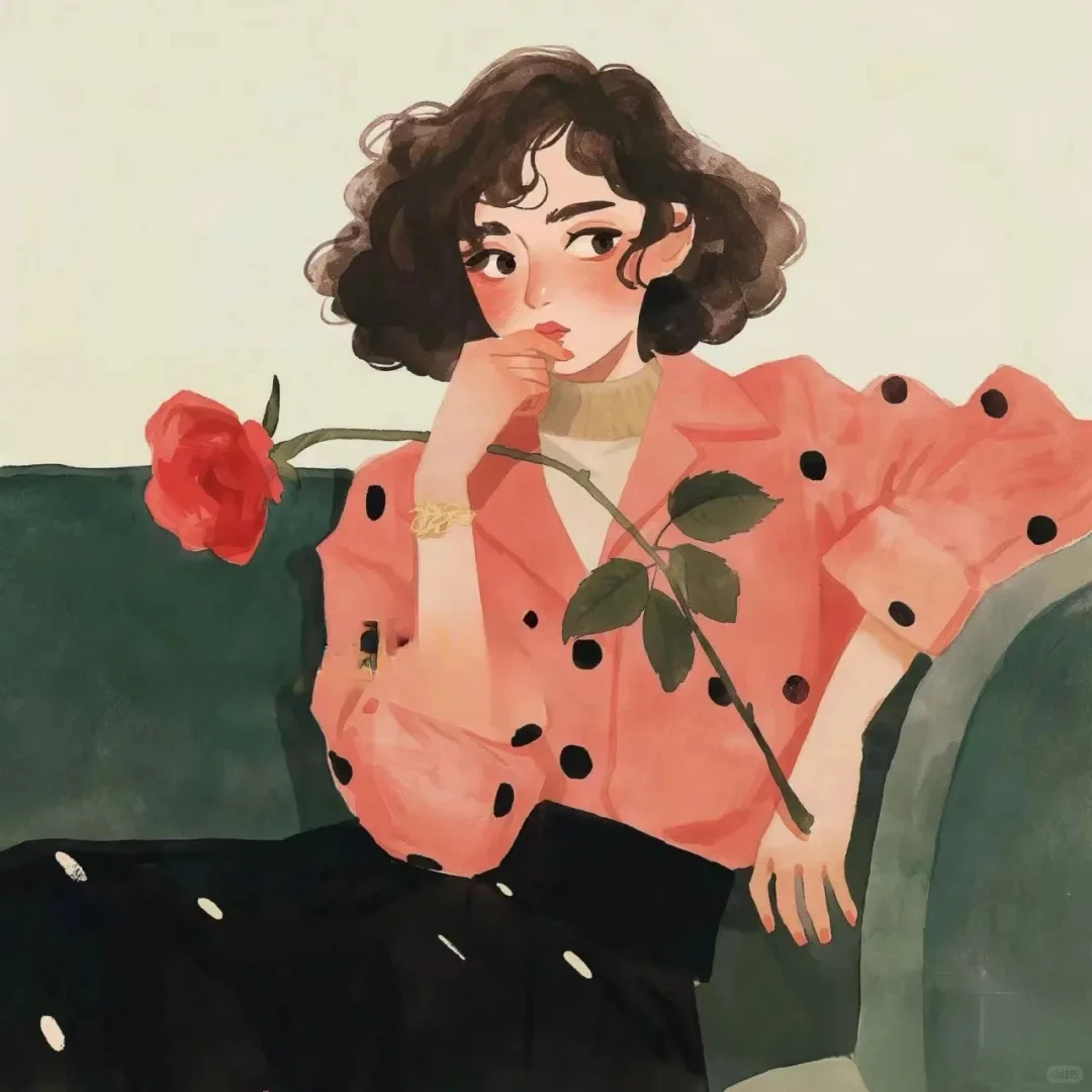 头像｜超美复古玫瑰插画女孩头像
