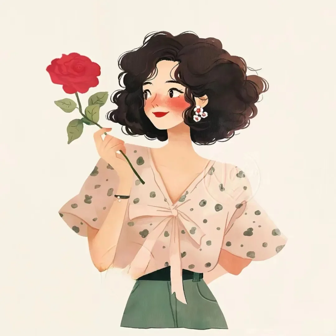 头像｜超美复古玫瑰插画女孩头像