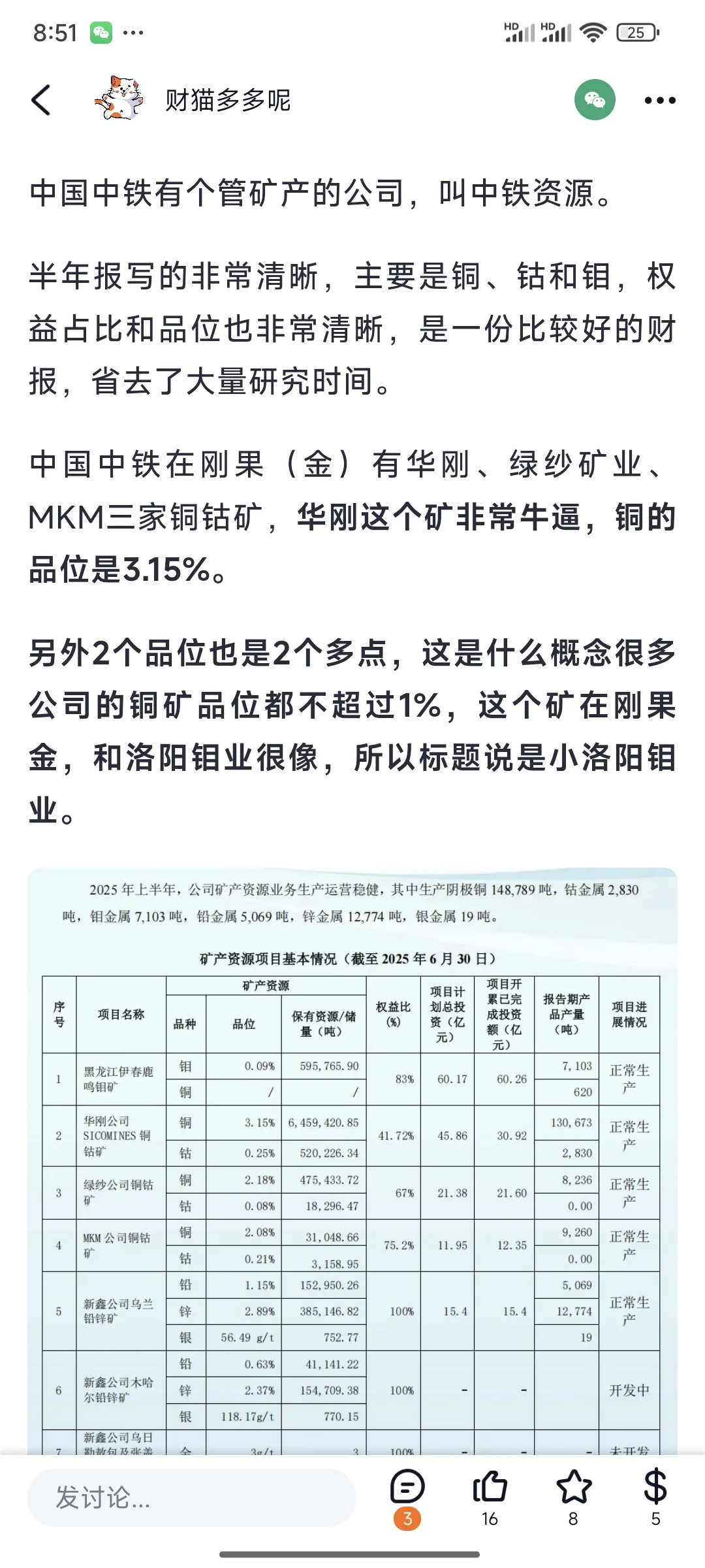 中国中铁消息挖掘之铜矿细节转载篇