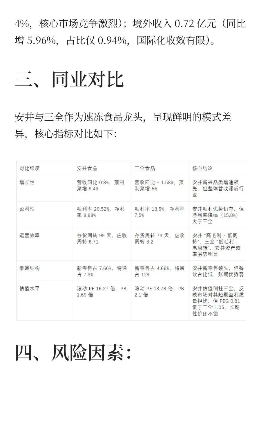 安井食品 2025 年中报全景分析