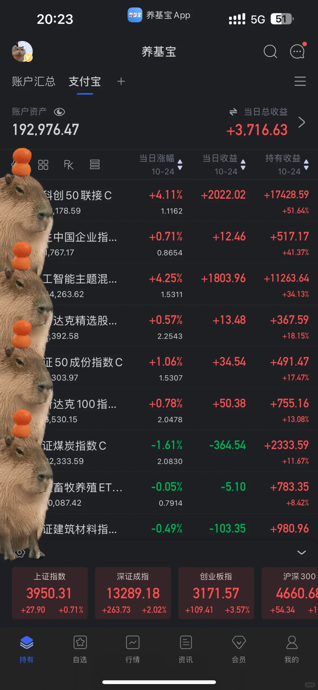 十万买基，赚生活费：10月24日