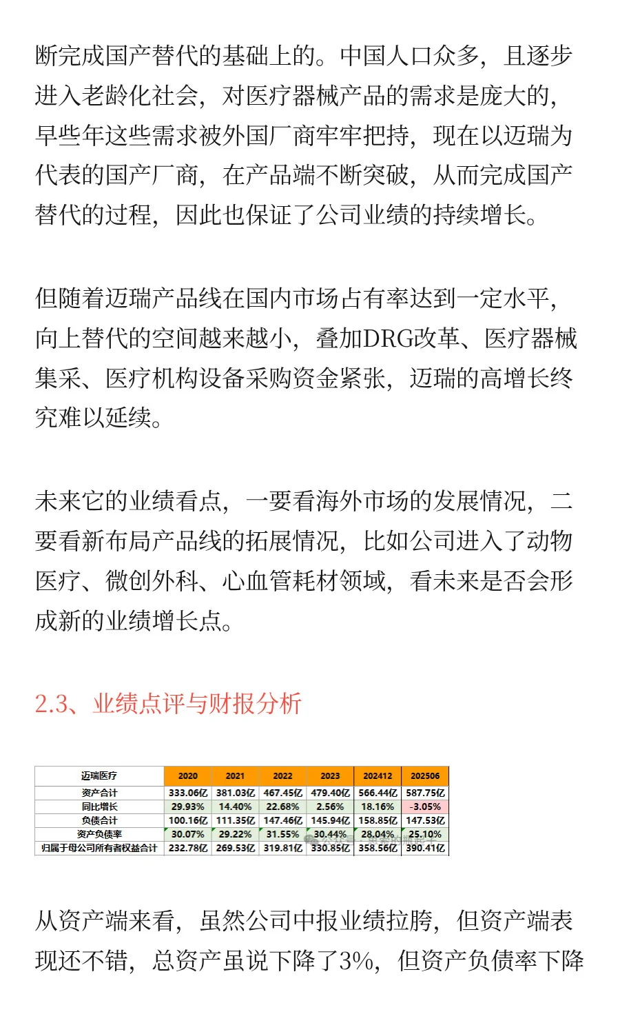 「迈瑞医疗」它会调整多久呢？
