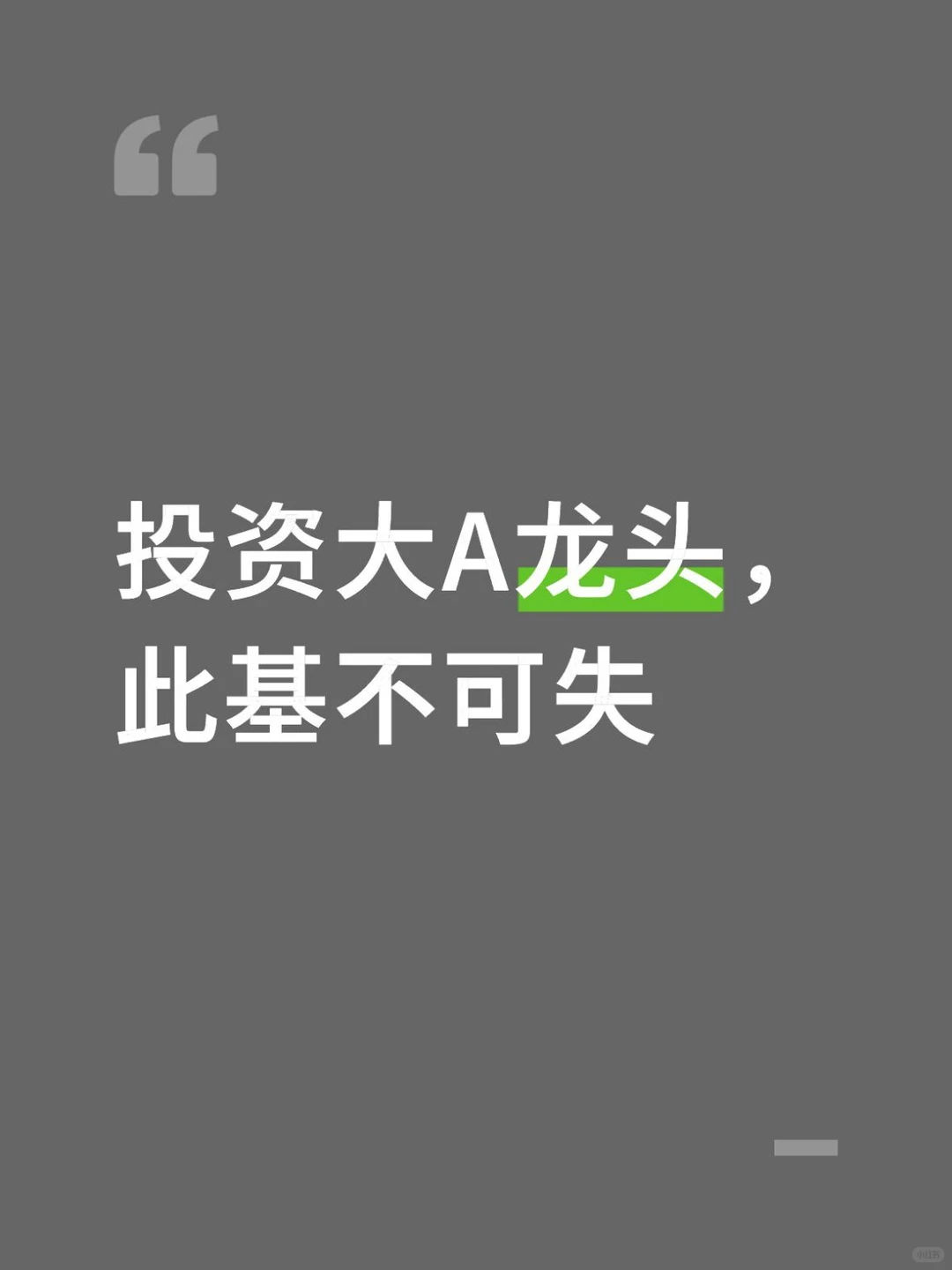 投资大A龙头，此基不可失