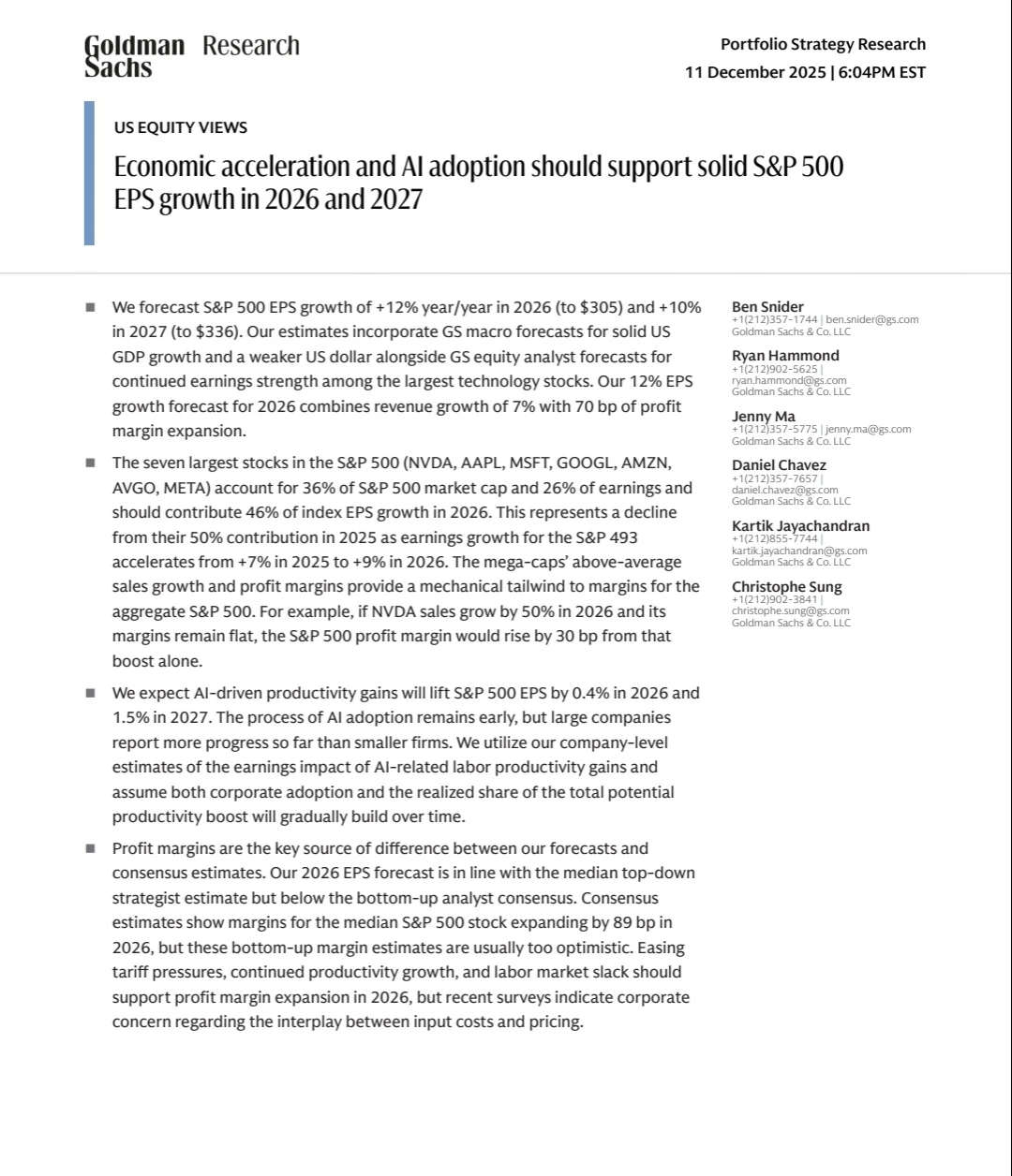 摩根研报：人工智能的广泛应用对市场影响