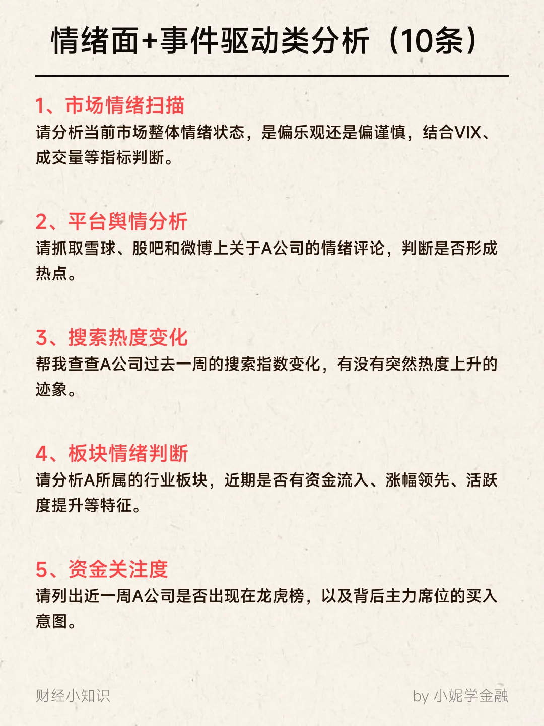 20个AI提示词搞定股票分析