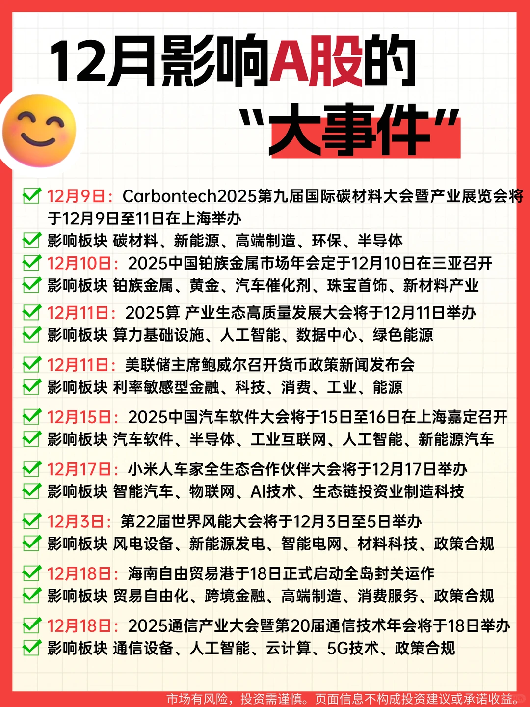 12月影响A股的大事件！速存