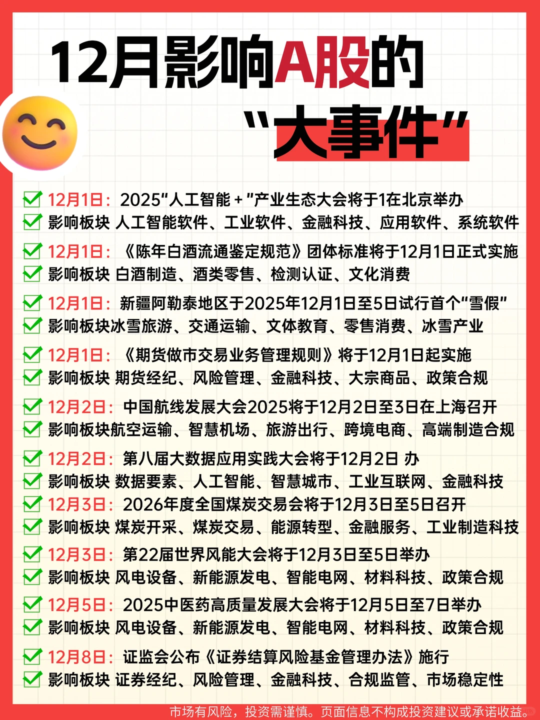 12月影响A股的大事件！速存