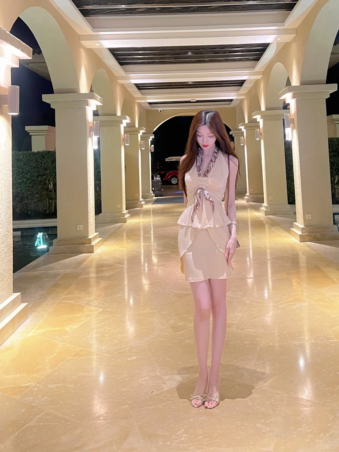 vintage 豹纹入门连衣裙👗+miumiu浅金高跟