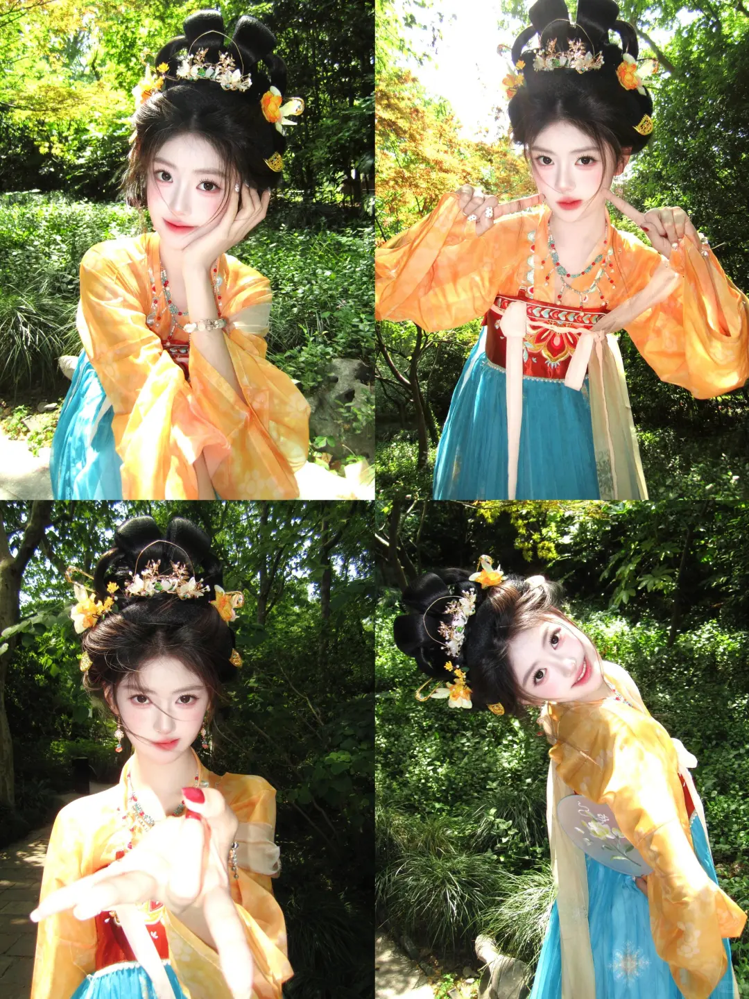 在夏天拍了人生中的小唐风汉服照杭州妆造