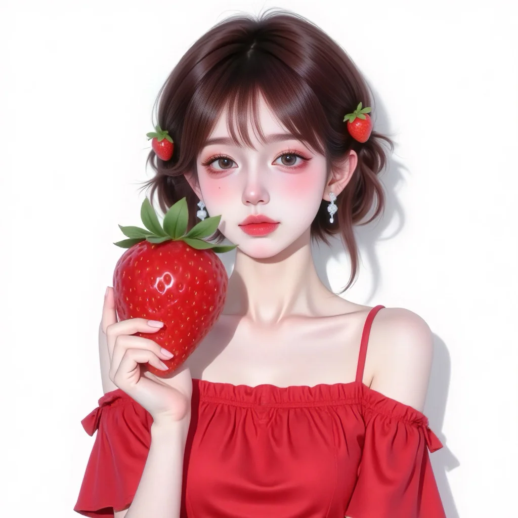 这个草莓好可爱啊！草莓女孩ai头像