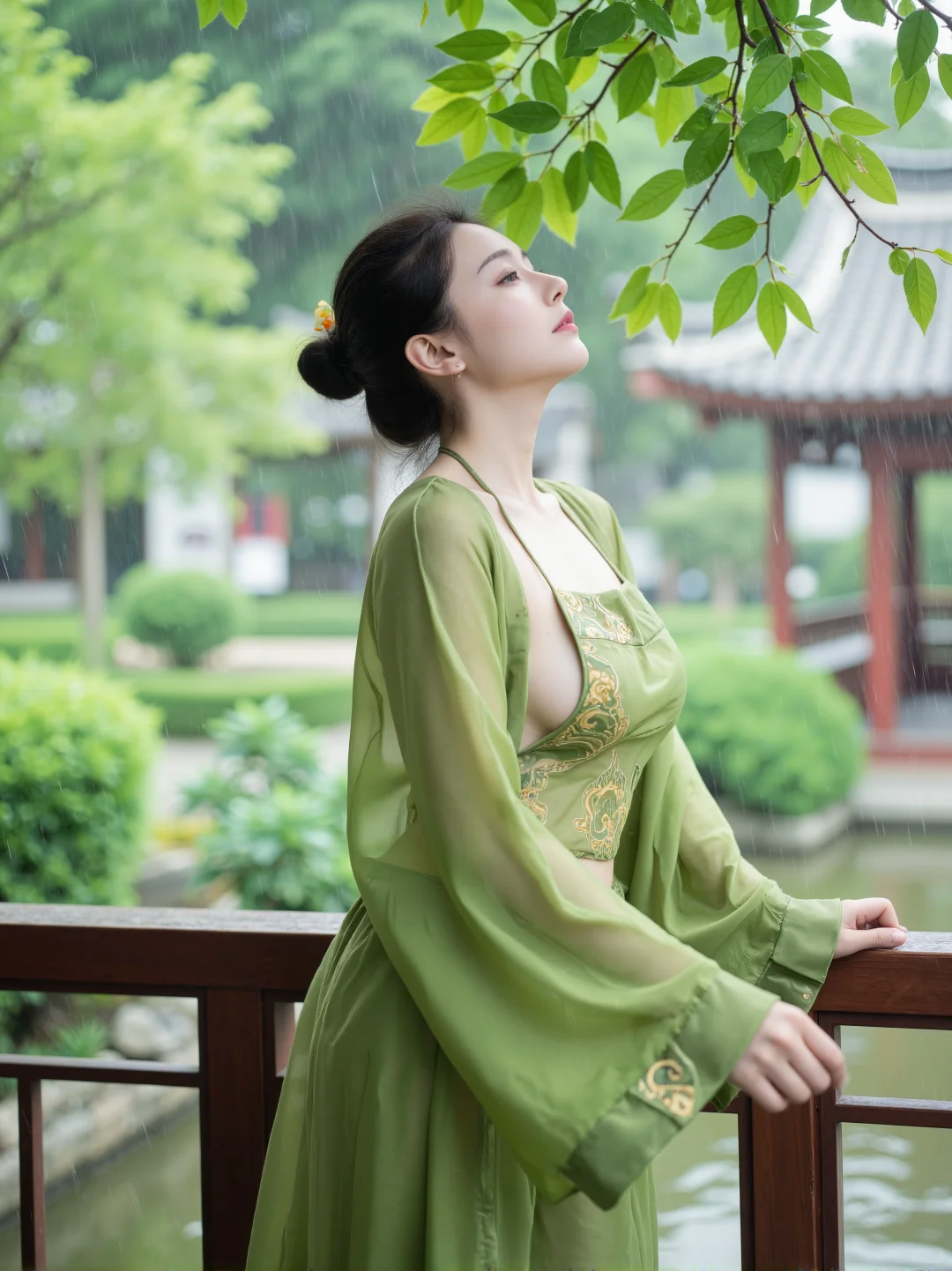 江南烟雨古典美女极致细节