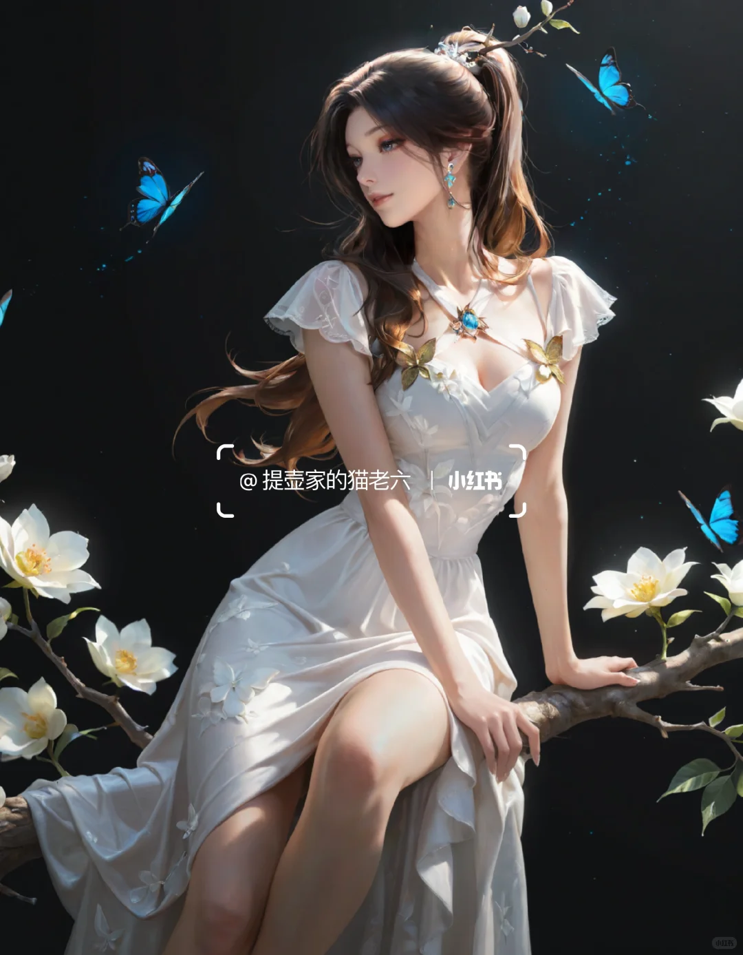 AI，这张真的绝了，仙气飘飘的白衣美少女！