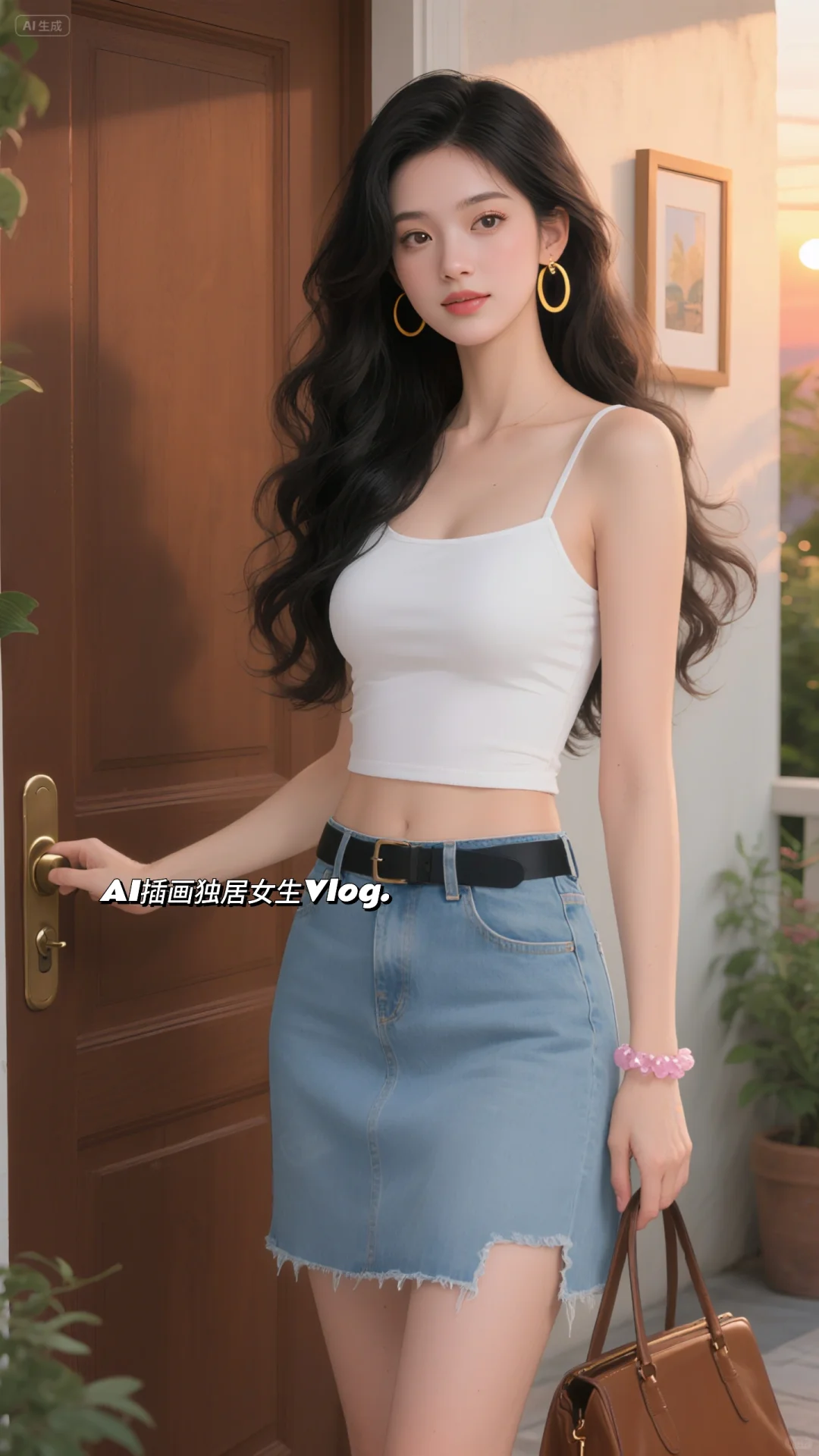 ai插画独居女生
