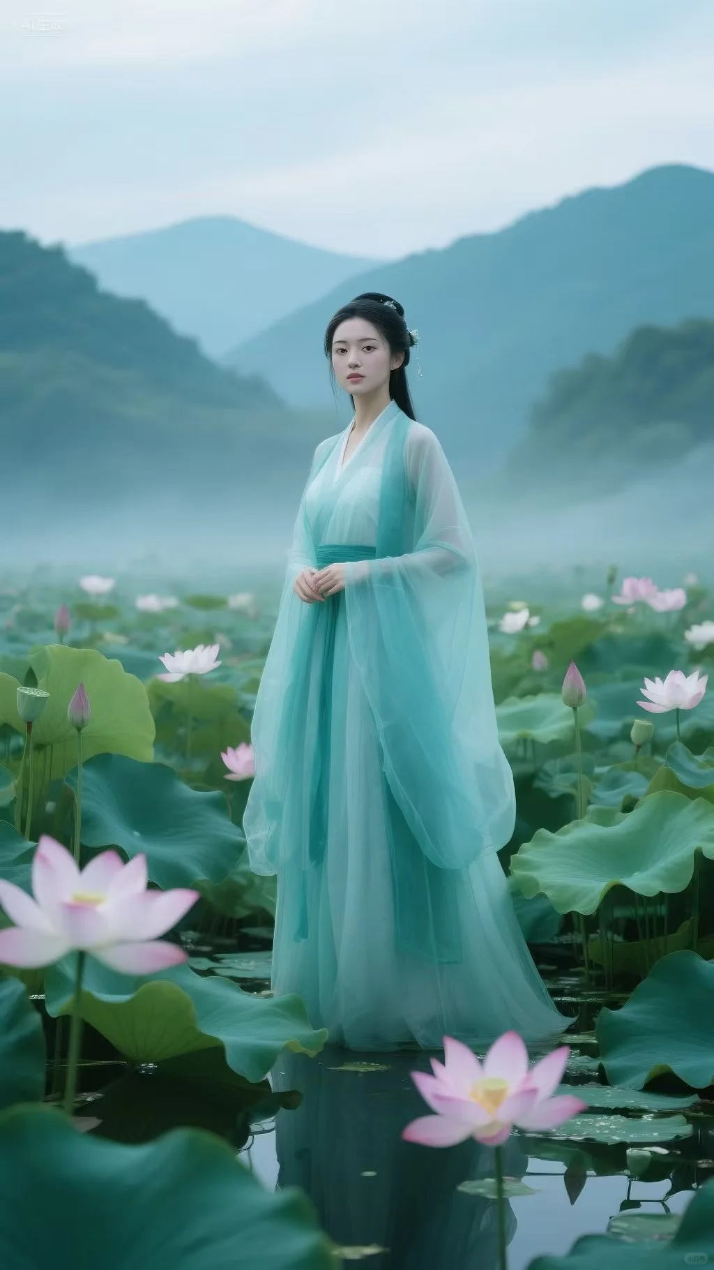 荷花美景配上汉服太绝了
