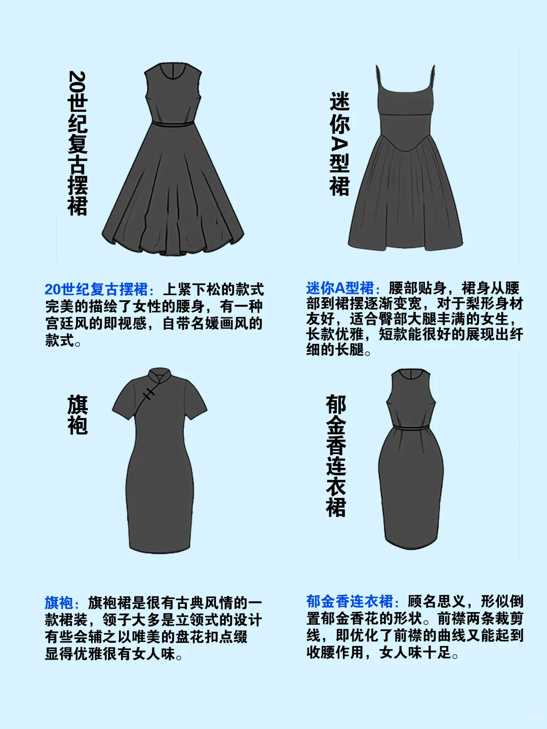 所有女人都要了解！！不同类型连衣裙穿搭！