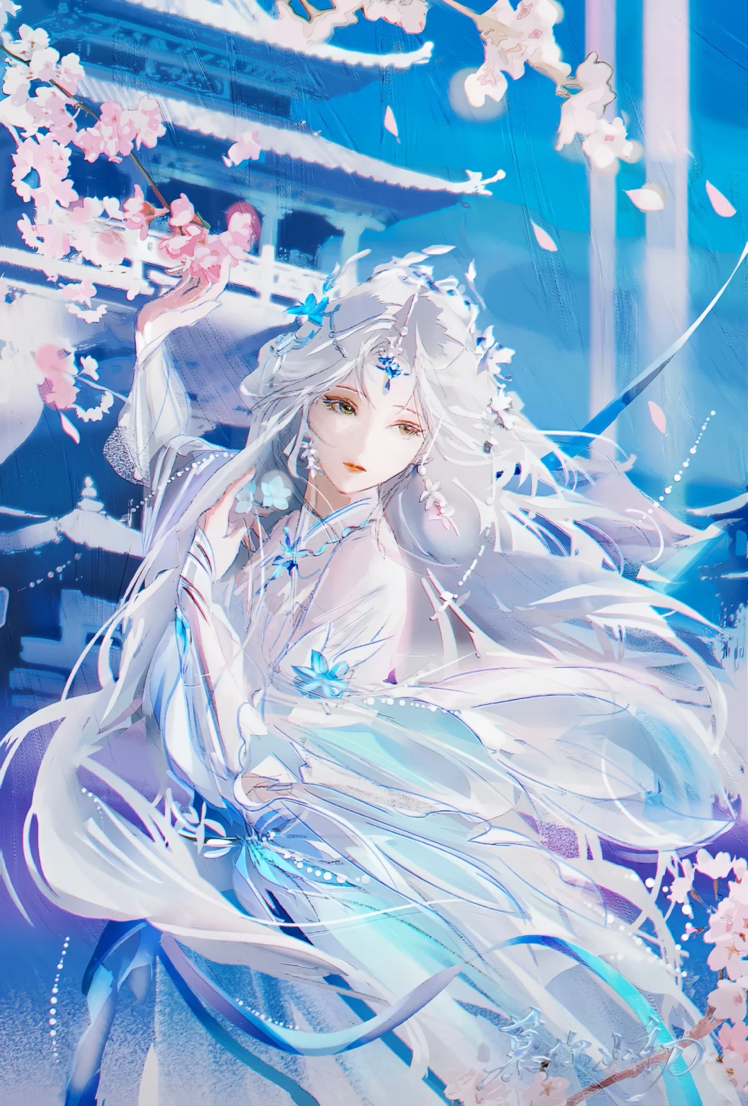 花自飘雪消融 今朝若是同淋雪 如沐春风