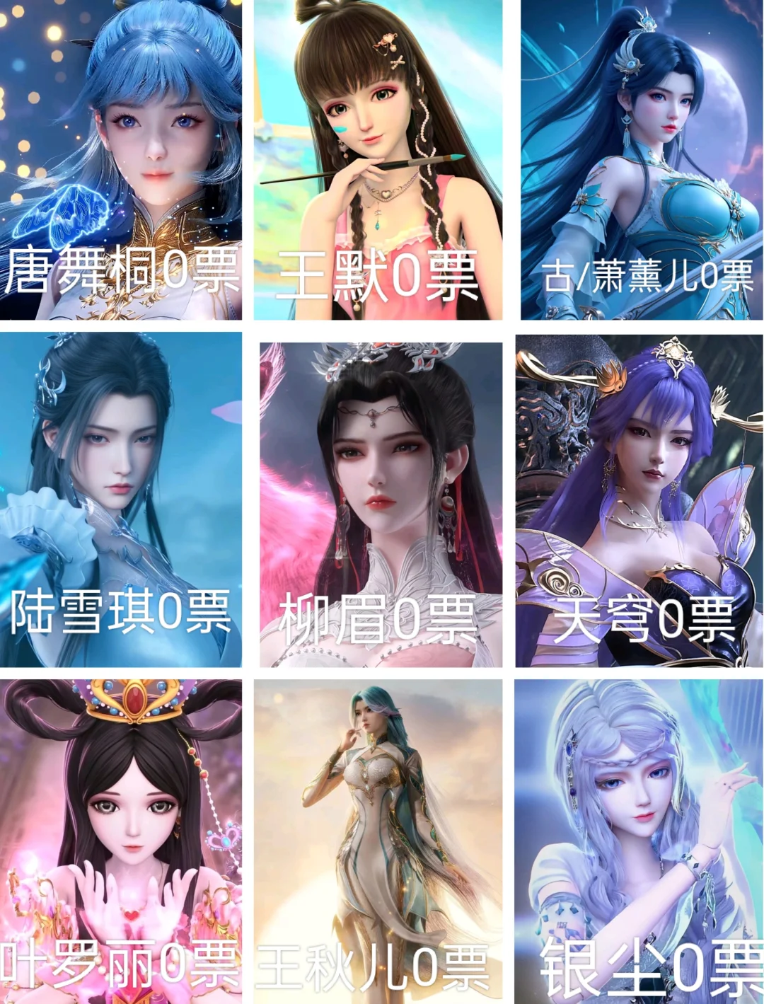 各个国漫热门角色选角投票