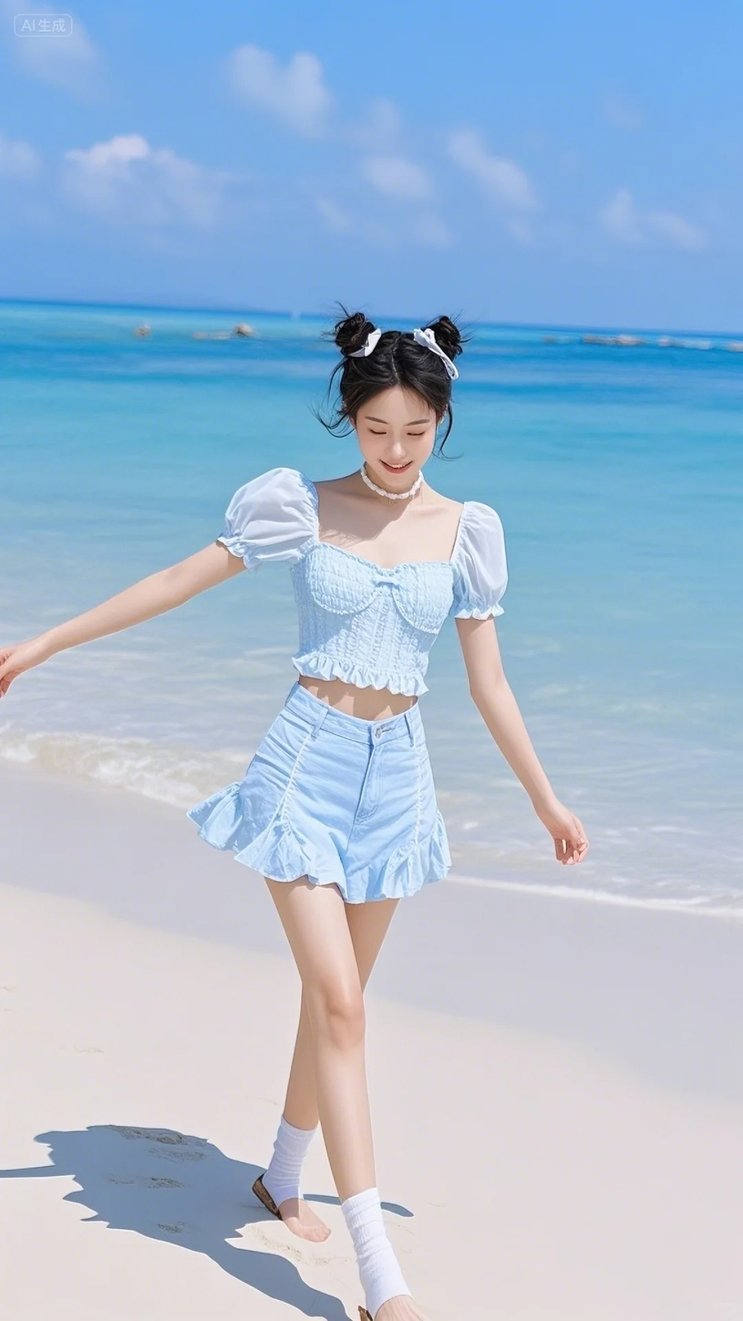 海边甜妹写真！🌊