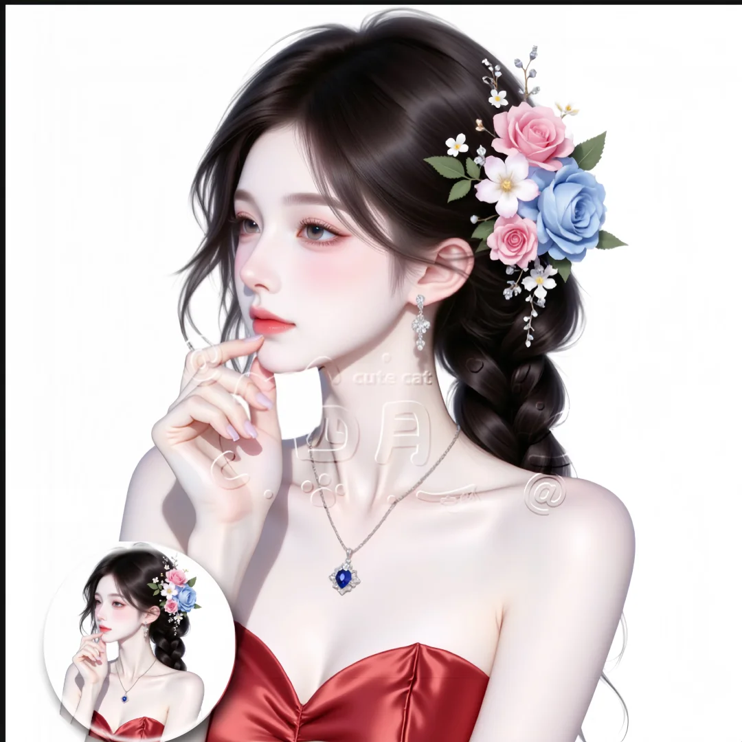 红色温柔女头