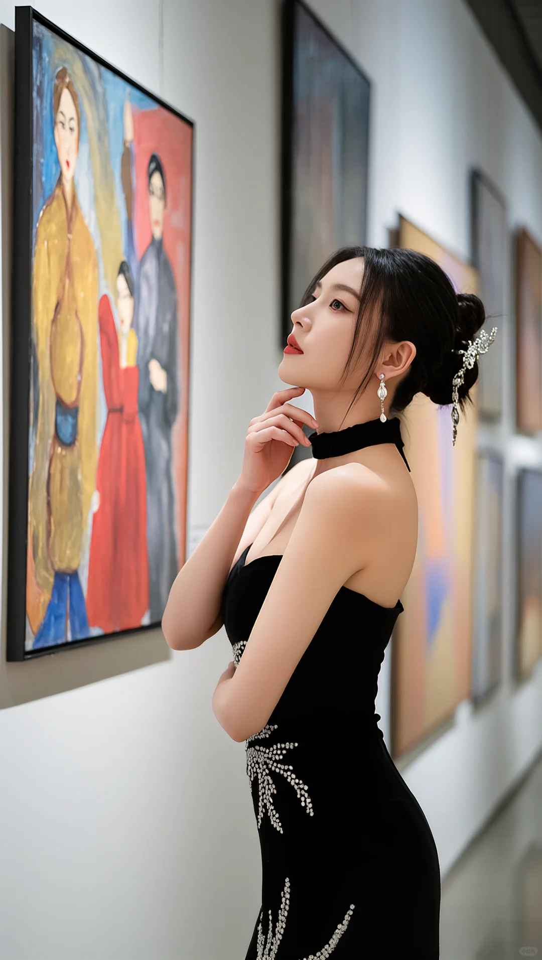 氛围黑色长裙，行走的优雅风。