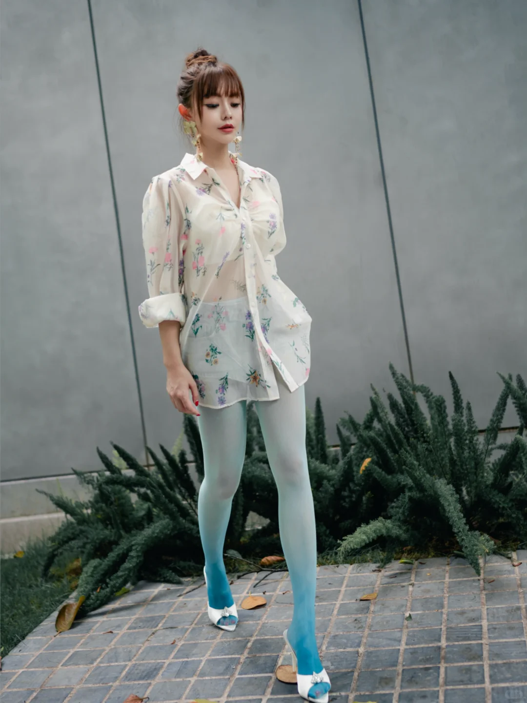 🧊.蓝色渐变袜，夏日清凉感穿搭