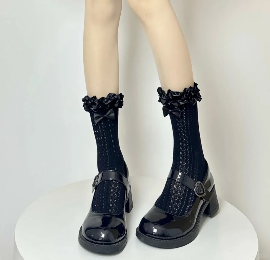 木耳蝴蝶结袜太美了吧