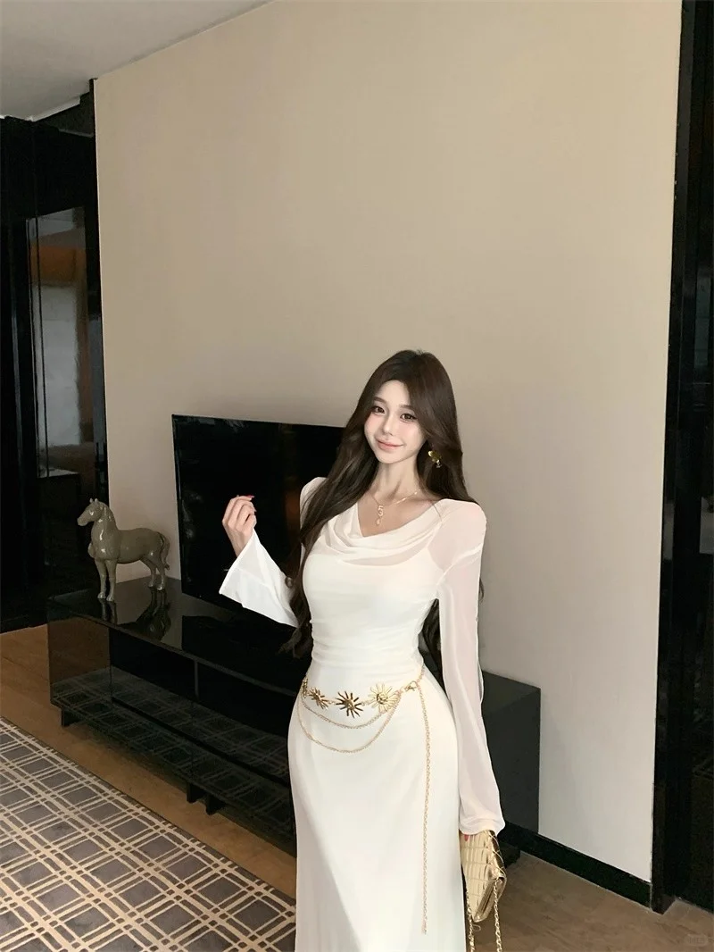 🍂秋日氛围感穿搭｜透视网纱长裙yyds