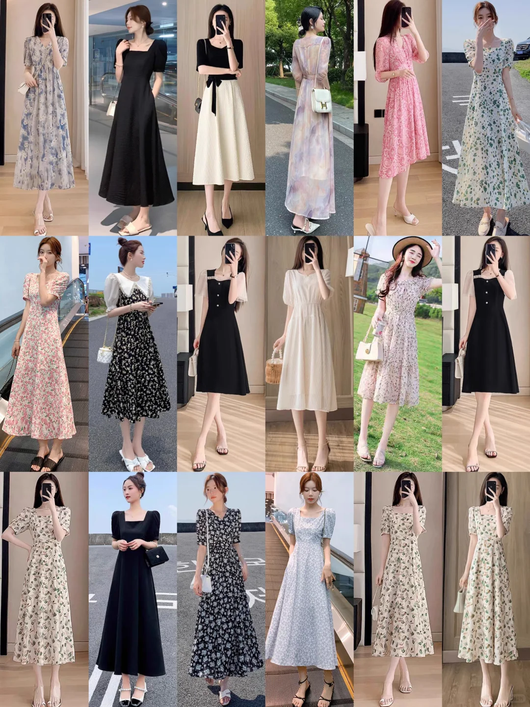 秋季女生连衣裙百款穿搭图签穿搭显瘦迷人