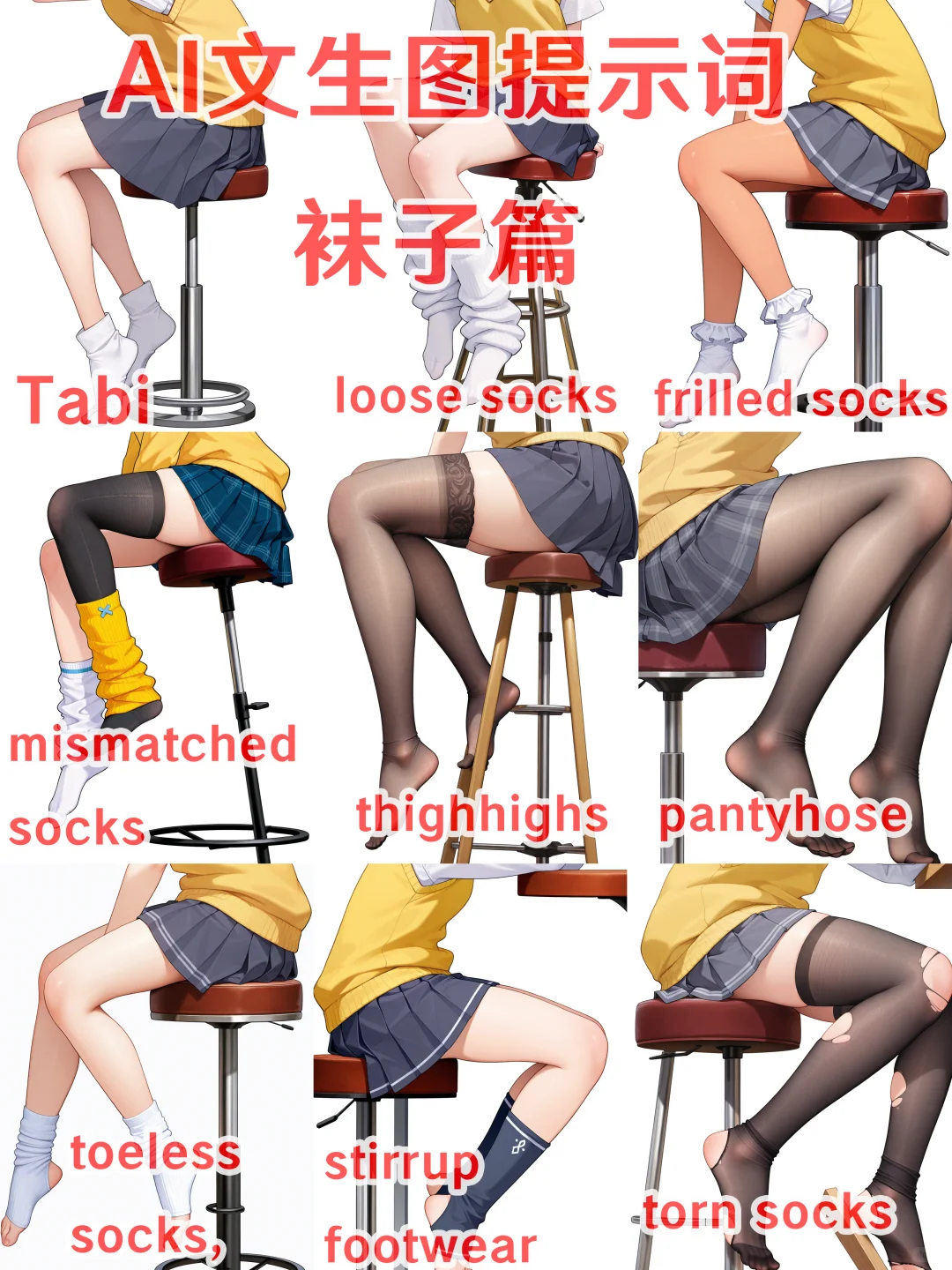 AI文生图提示词：袜子篇